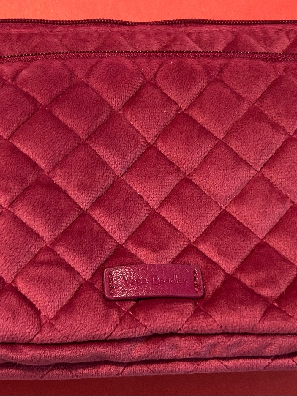 Vera Bradley Quilted Cosmetic Pouch - Deep Berry Red